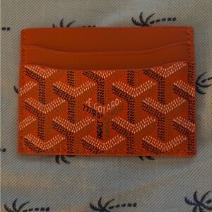 Goyard Orange and White Goyardine Card Holder